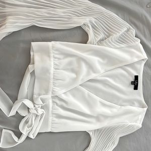 Sheer long sleeve crop tie top